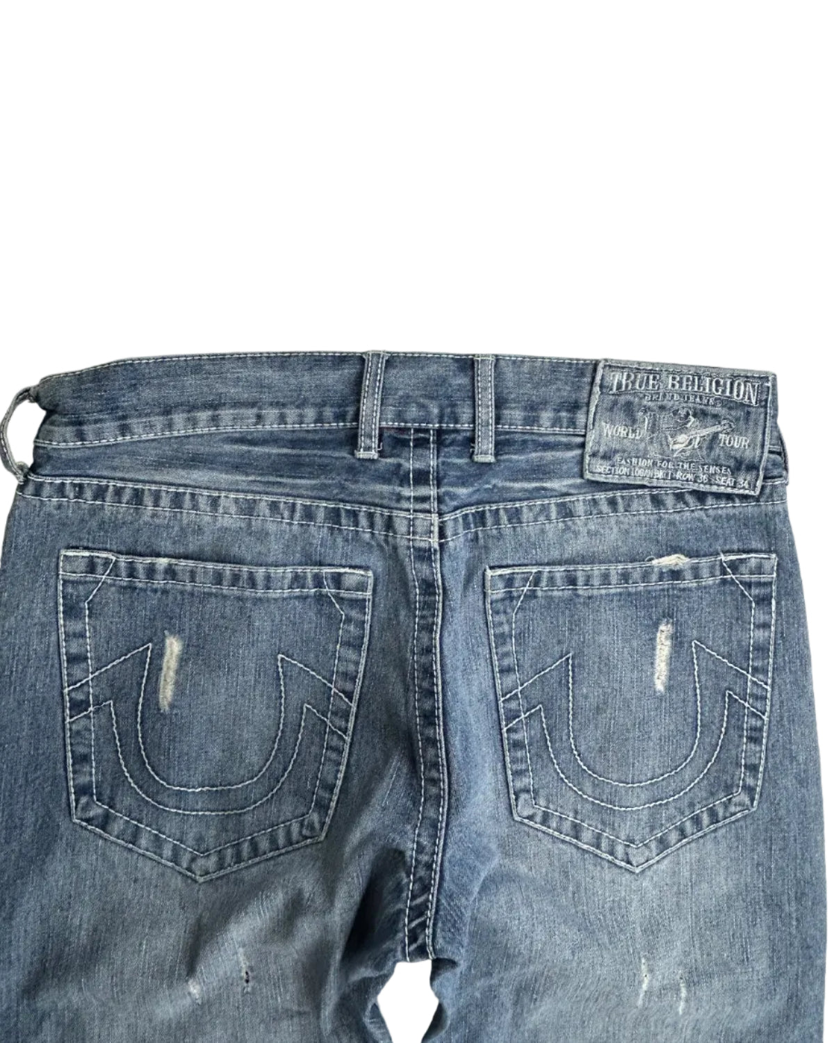 Vintage True Religion World Tour jeans – back detail, size W36 L34