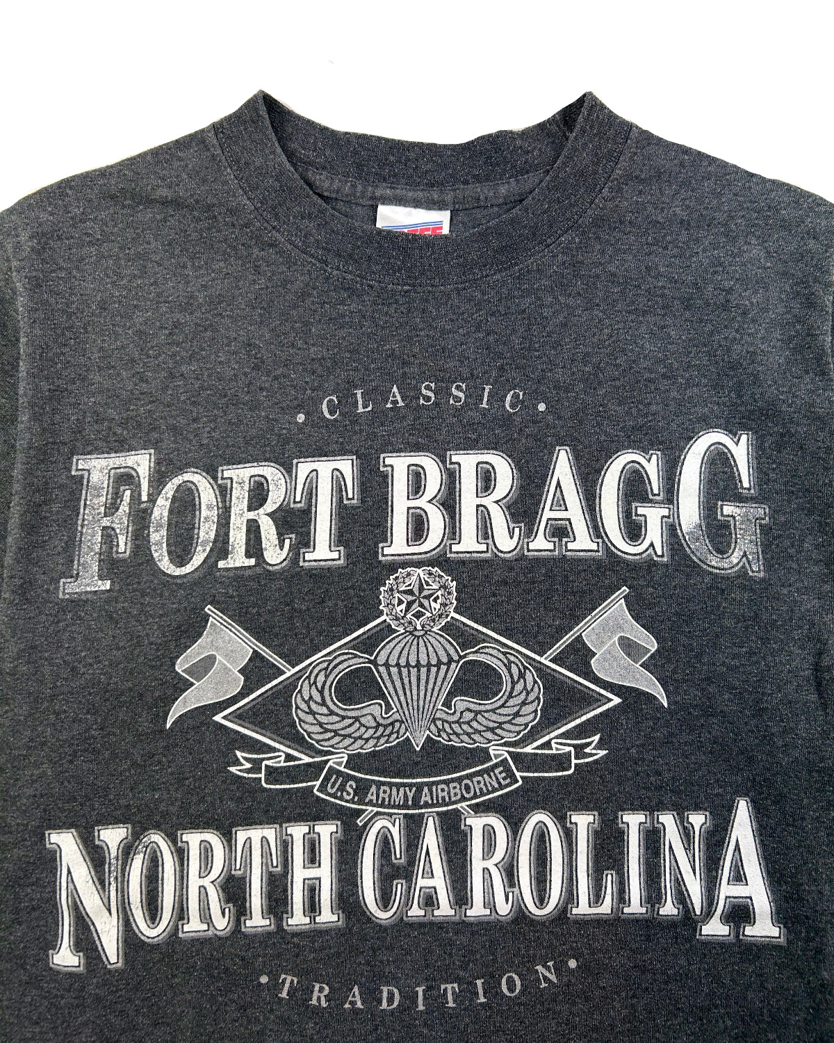 Vintage Fort Bragg North Carolina t-shirt – front detail, size S