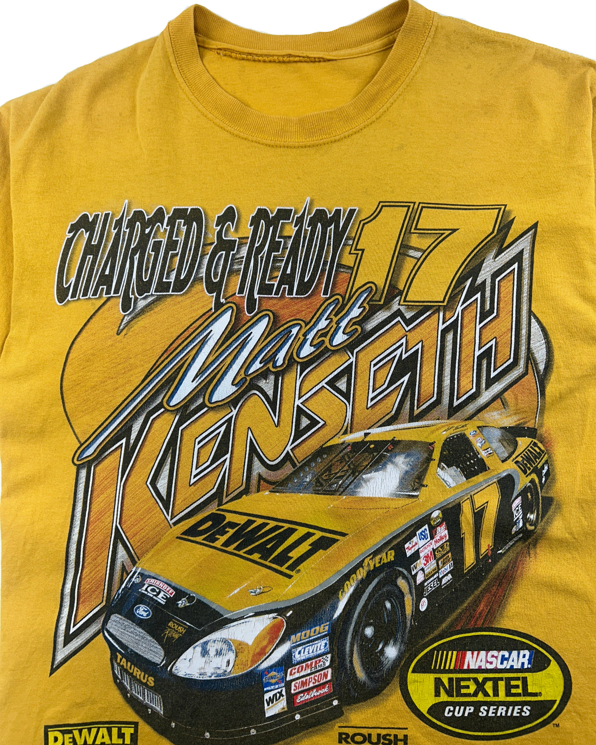 Matt Kenseth NASCAR t-shirt detail shot DeWalt livery