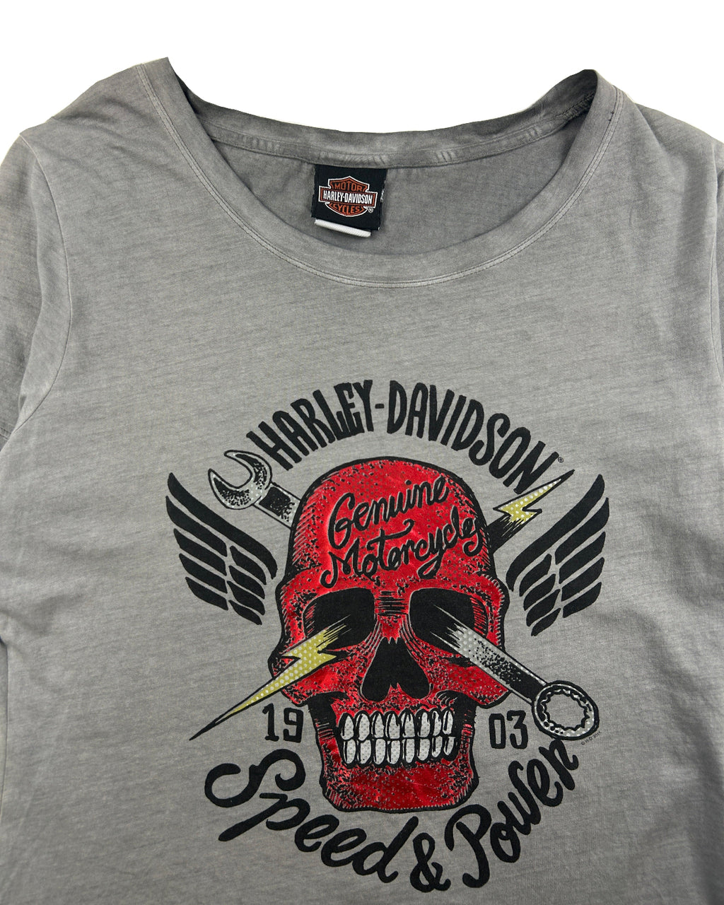 Harley Davidson Speed & Power t-shirt detail shot