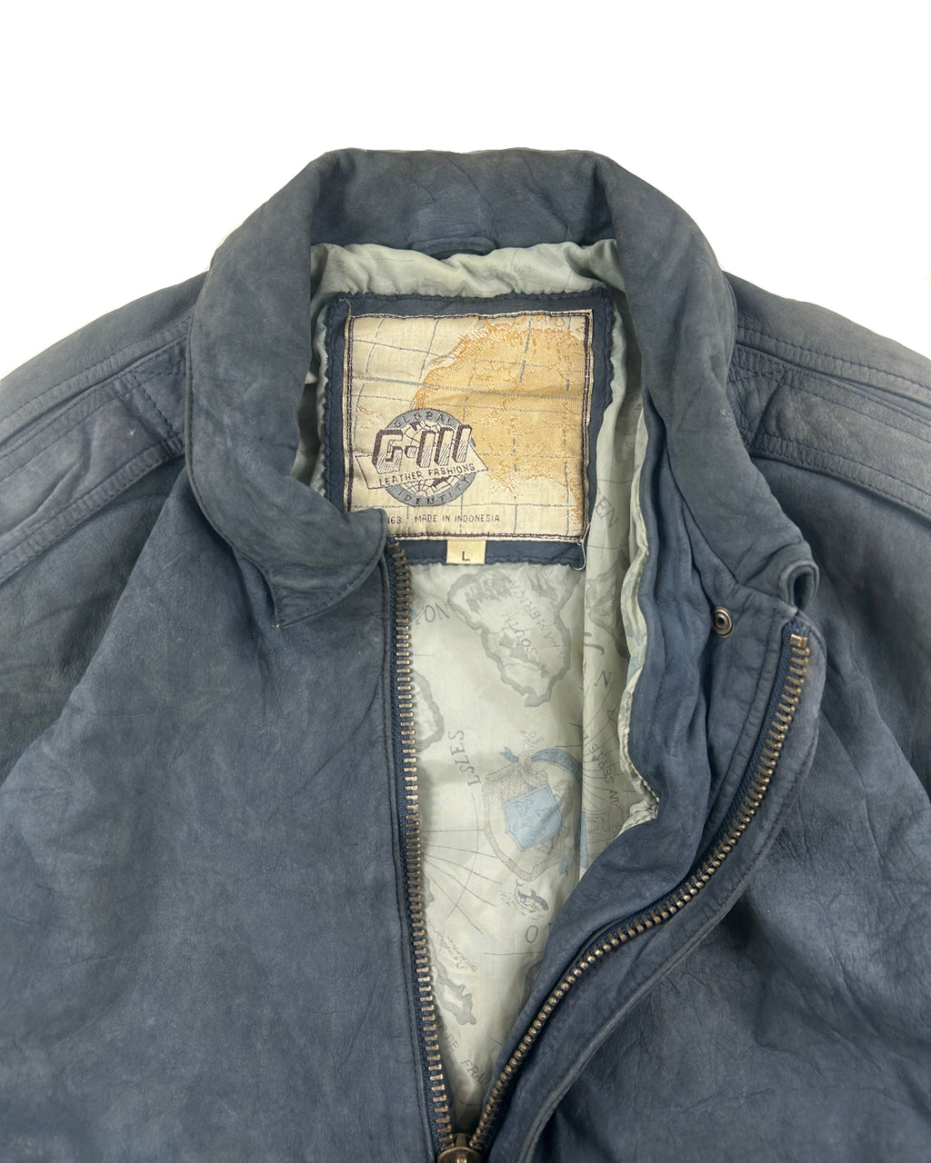 Vintage G-III Global Identity leather bomber jacket detail