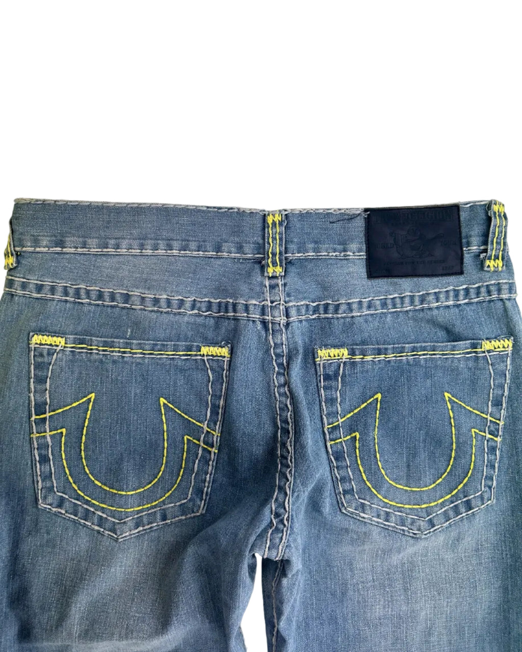 Vintage True Religion Super T Contrast Jeans – back detail, size 38