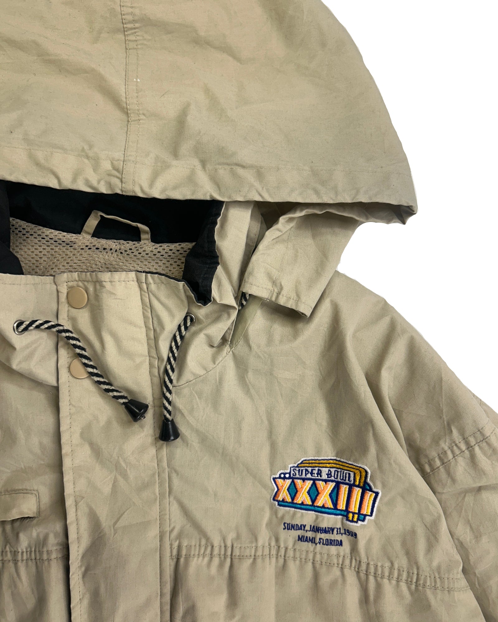 1999 NFL Experience Super Bowl XXXIII vintage windbreaker – side view