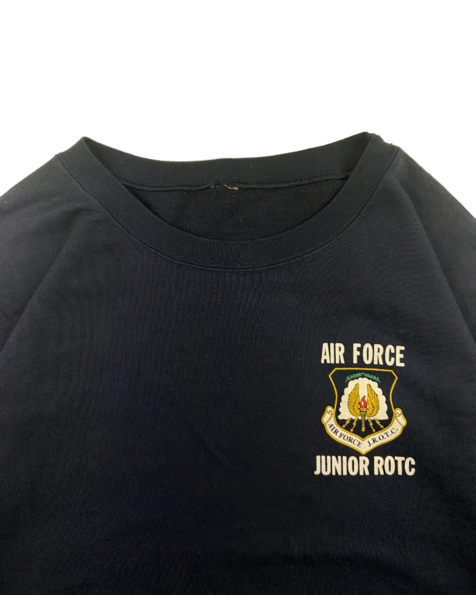 Vintage 90s Air Force Junior ROTC navy sweatshirt embroidered crest detail