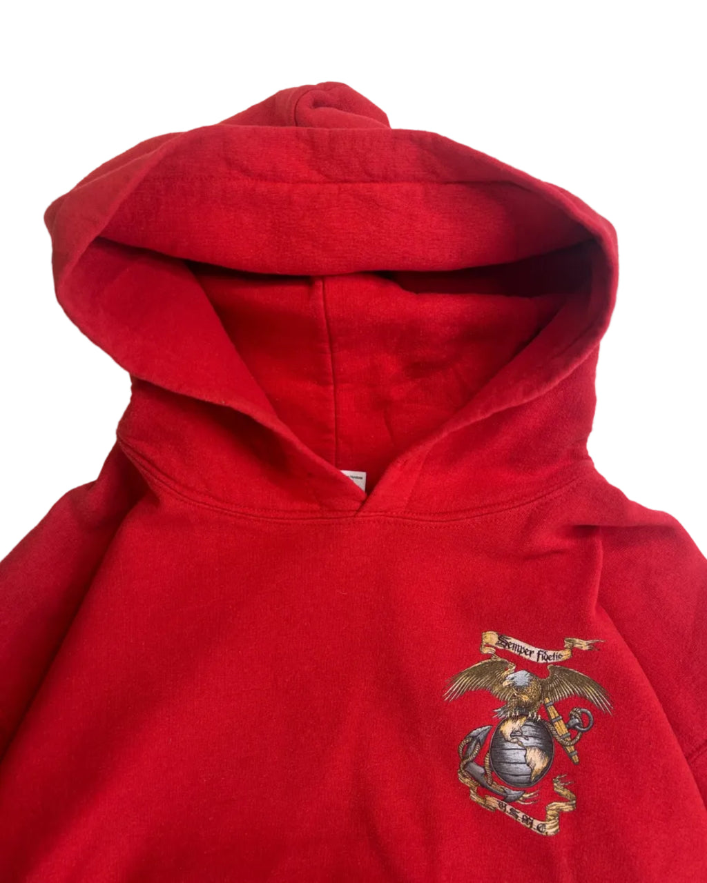 USMC Eagle & Anchor hoodie front detail shot