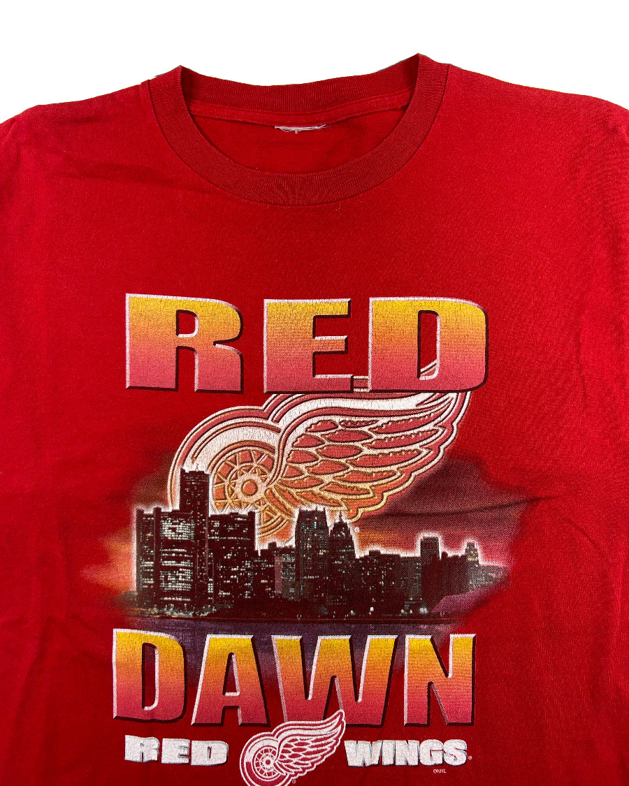 Vintage Red Wings Red Dawn t-paita yksityiskohta, koko L