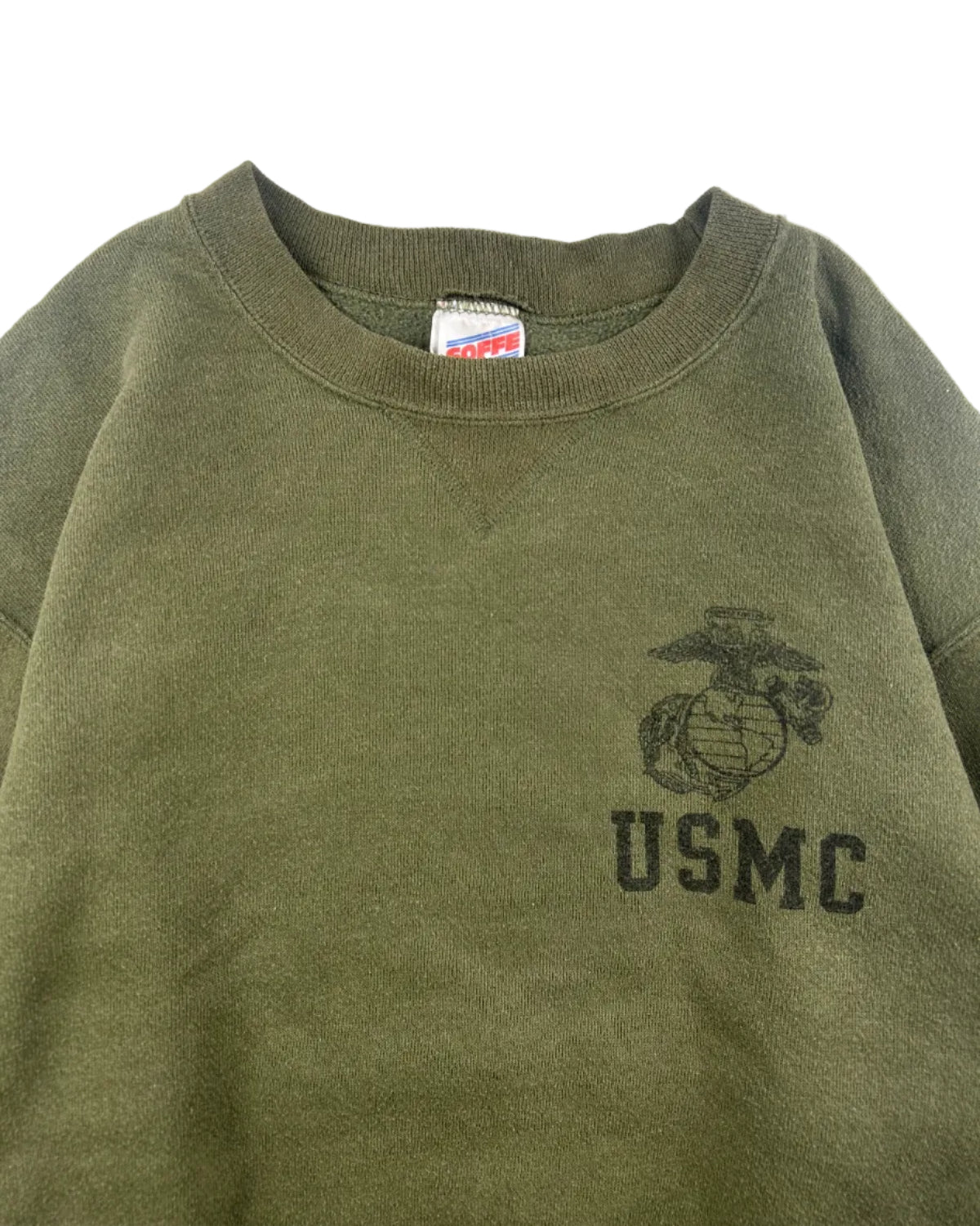 Vintage 90s Soffe USMC Marine Corps sweatshirt graphic detail