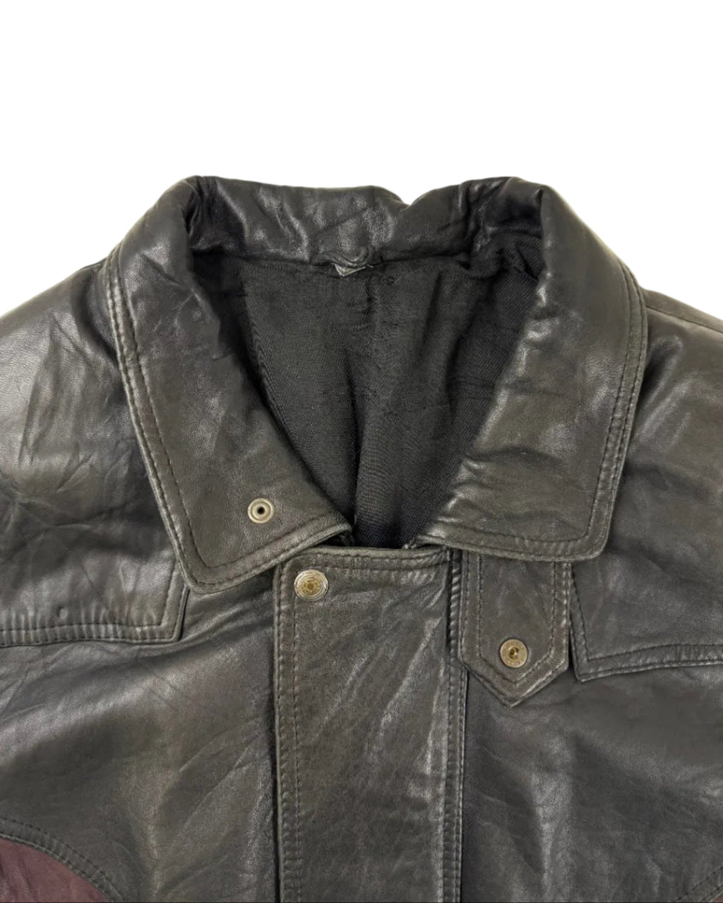 Vintage 1980s bomber leather jacket – detail view, size 50