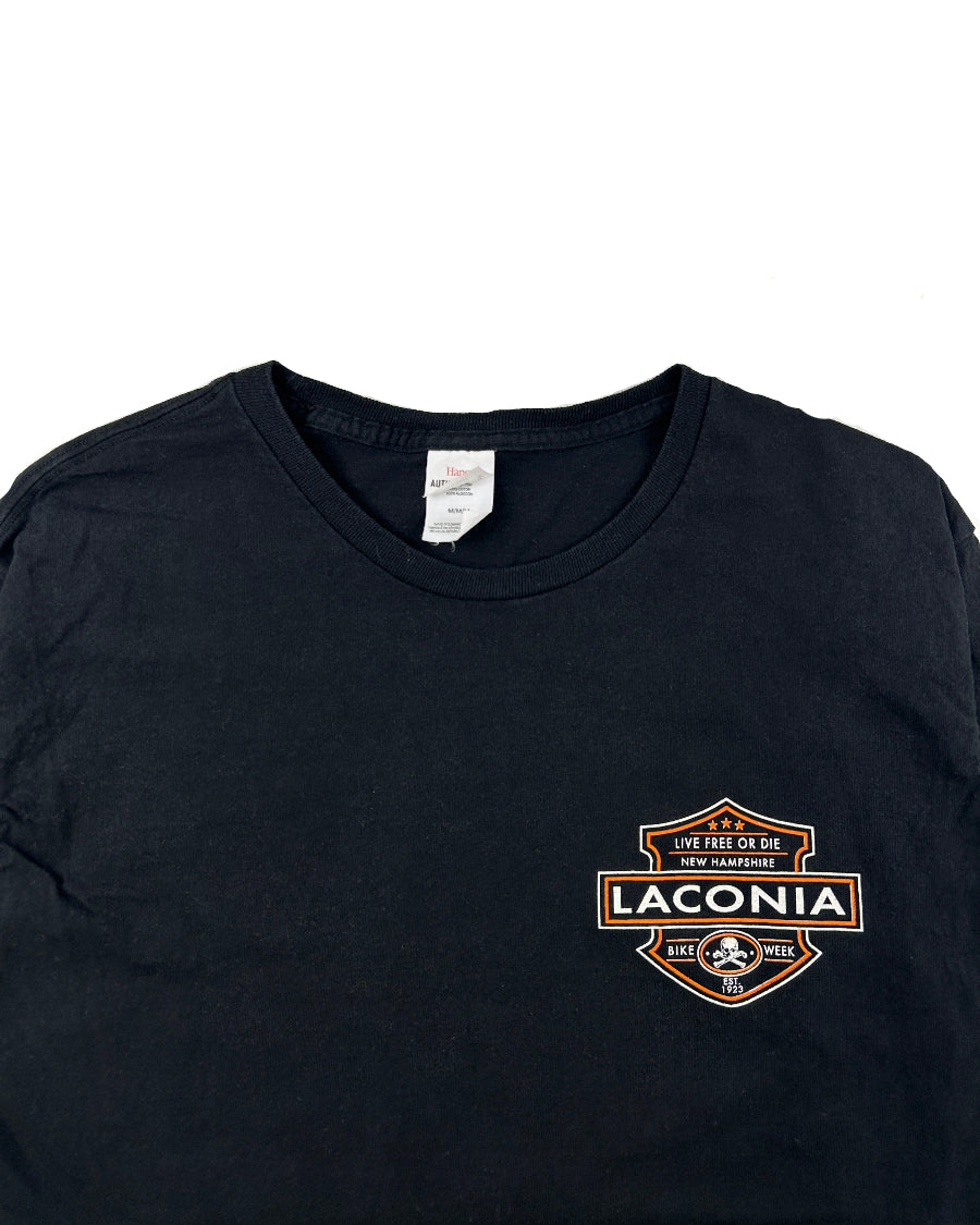 Vintage Laconia Bike Week t-paita yksityiskohta, koko M