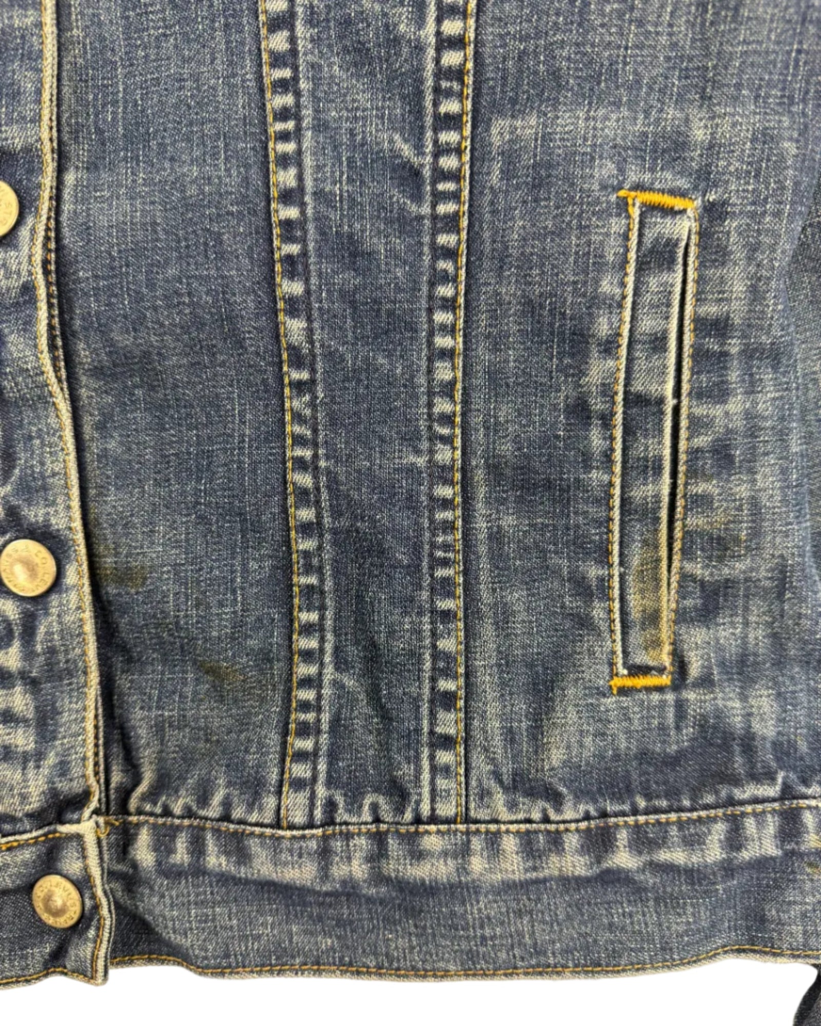 Vintage 1991 Levi's denim jacket – detail view, minor marks on front