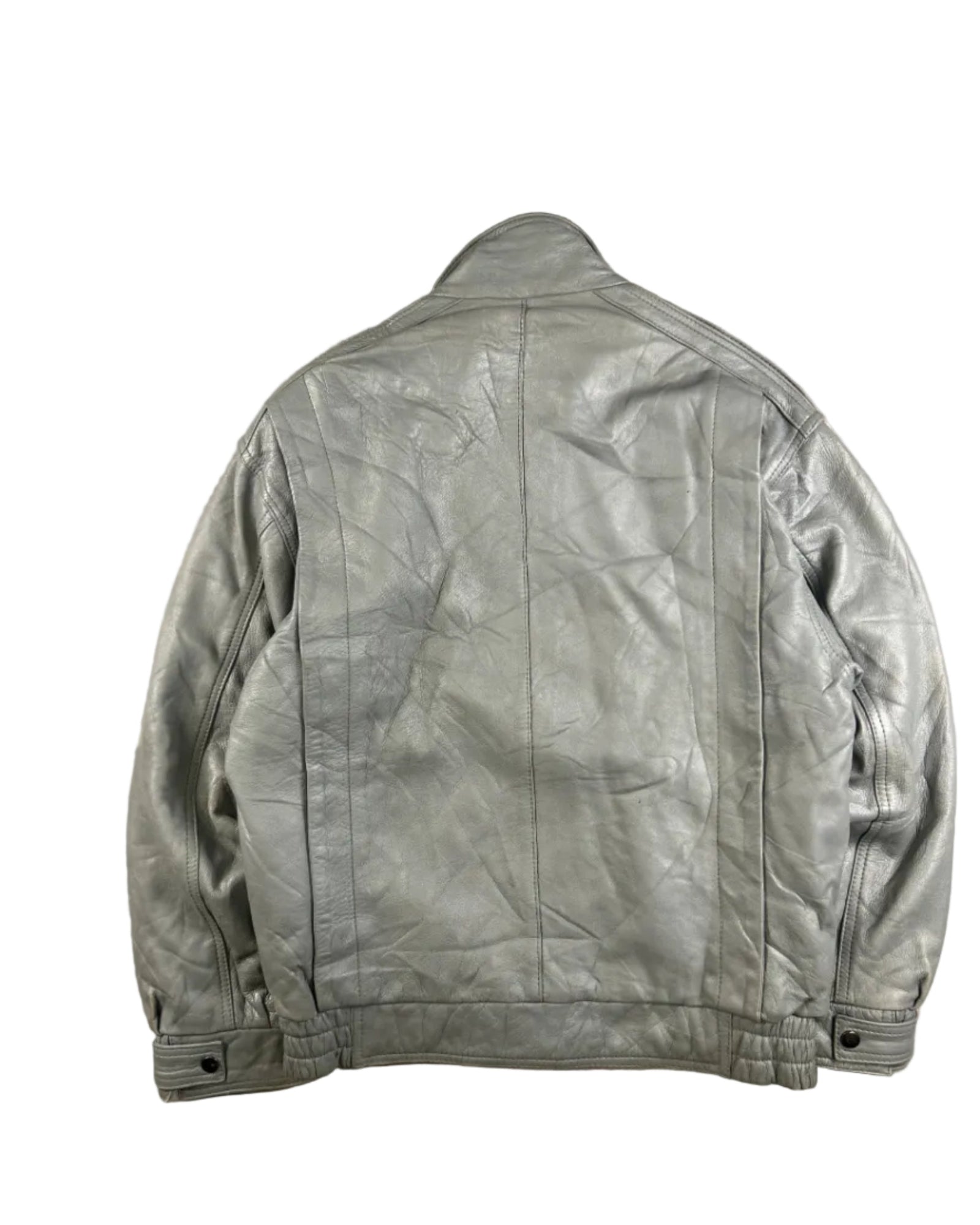 Vintage bomber leather jacket – back view, size 36