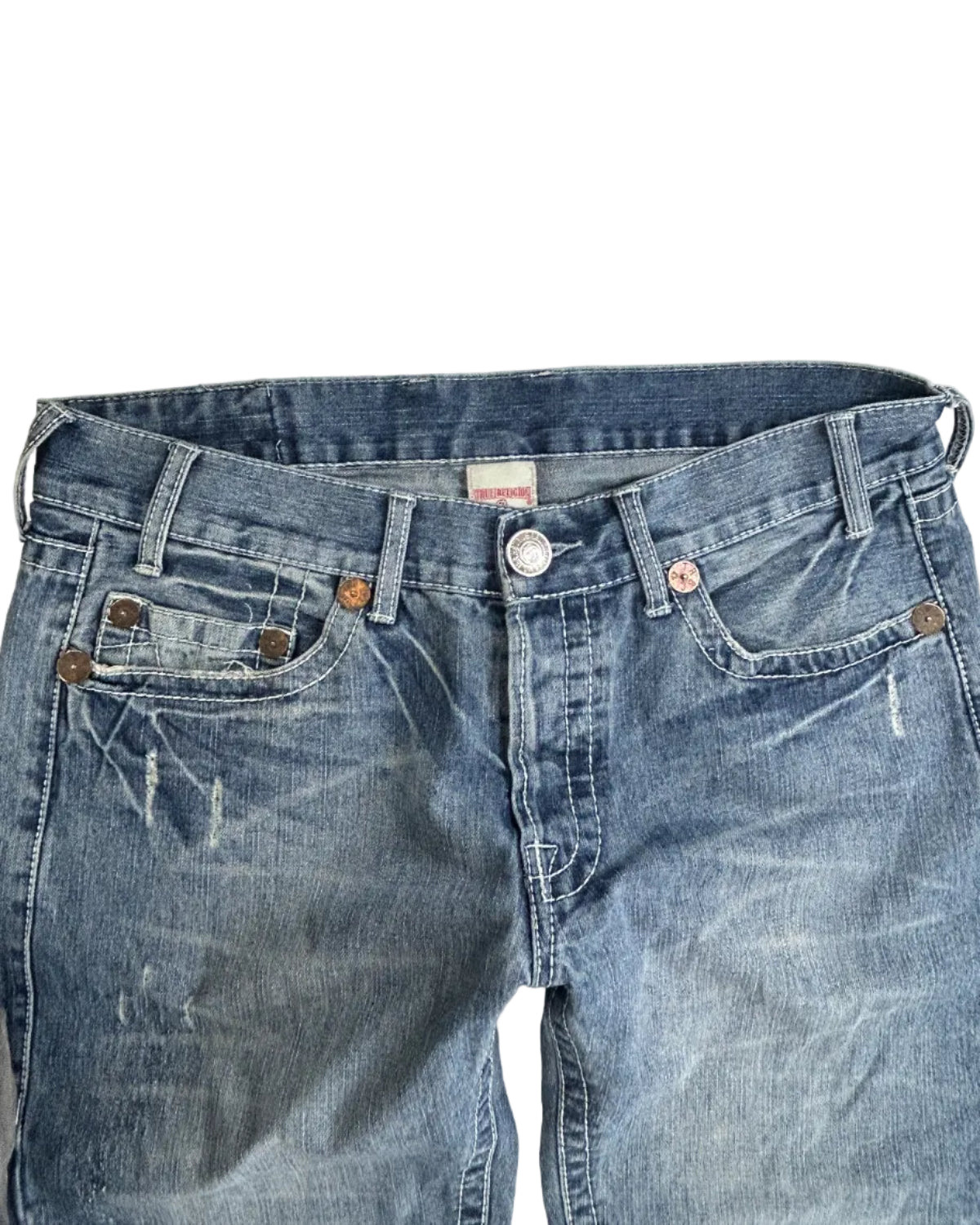 Vintage True Religion World Tour jeans – front detail, size W36 L34