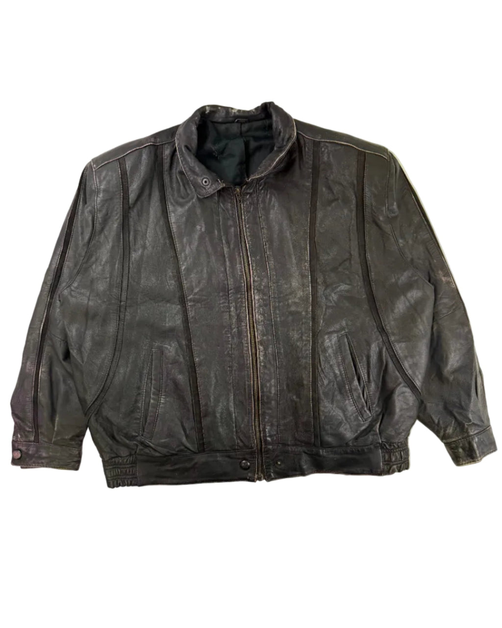 Vintage leather jacket – front view, size 44
