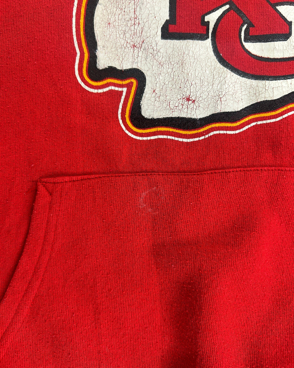 Vintage Kansas City Chiefs NFL hoodie lettering detail