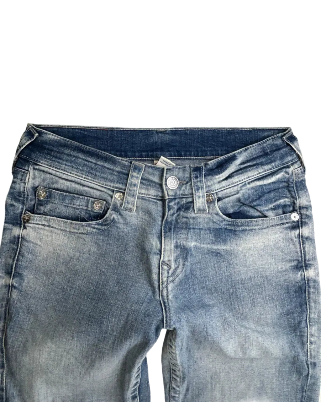 Vintage True Religion light wash skinny jeans – front detail, size 30