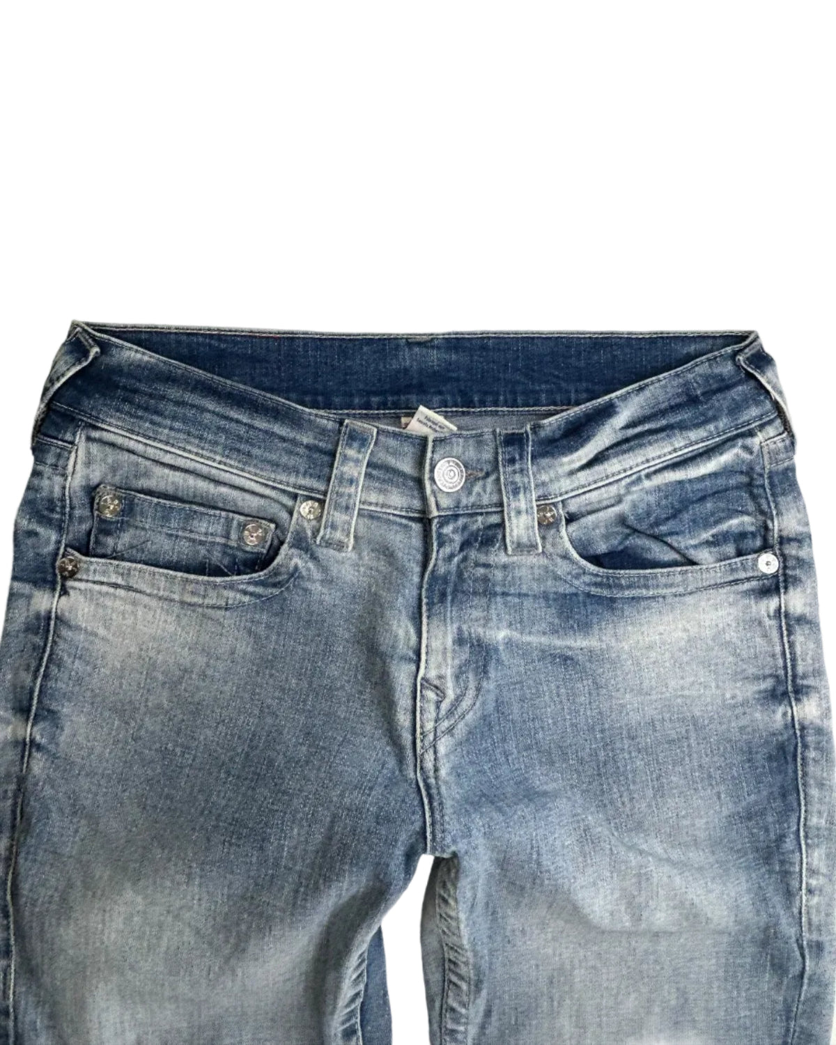 Vintage True Religion light wash skinny jeans – front detail, size 30