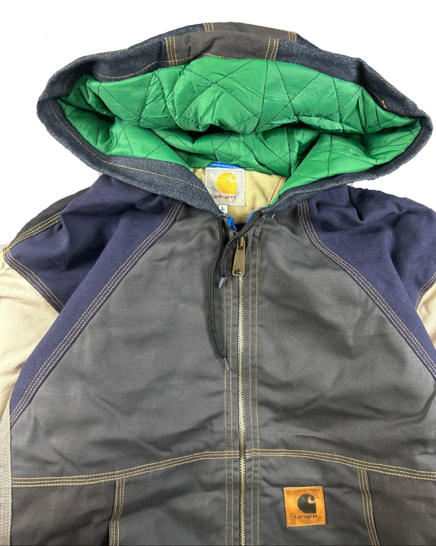 Carhartt reworked vintage jacket green – detail view, size L