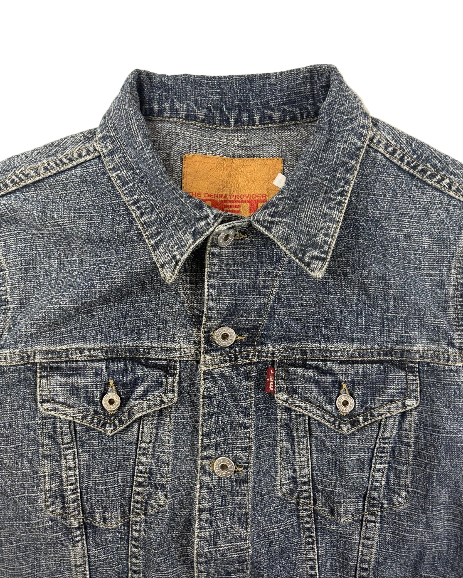 Vintage Denim Provider Met denim jacket – detail view, minor marks on front