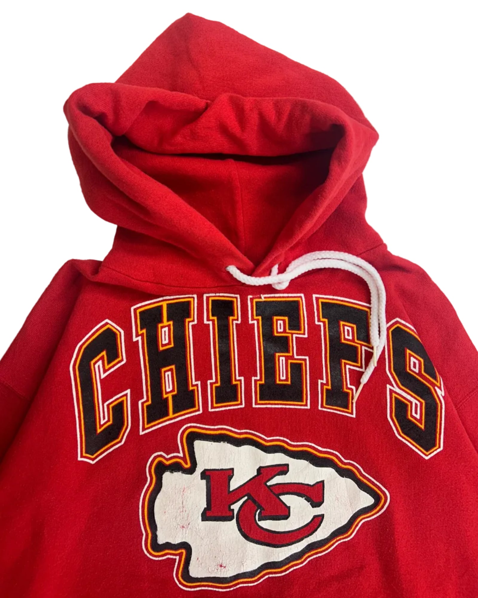 Vintage Kansas City Chiefs NFL hoodie arrowhead logo detail