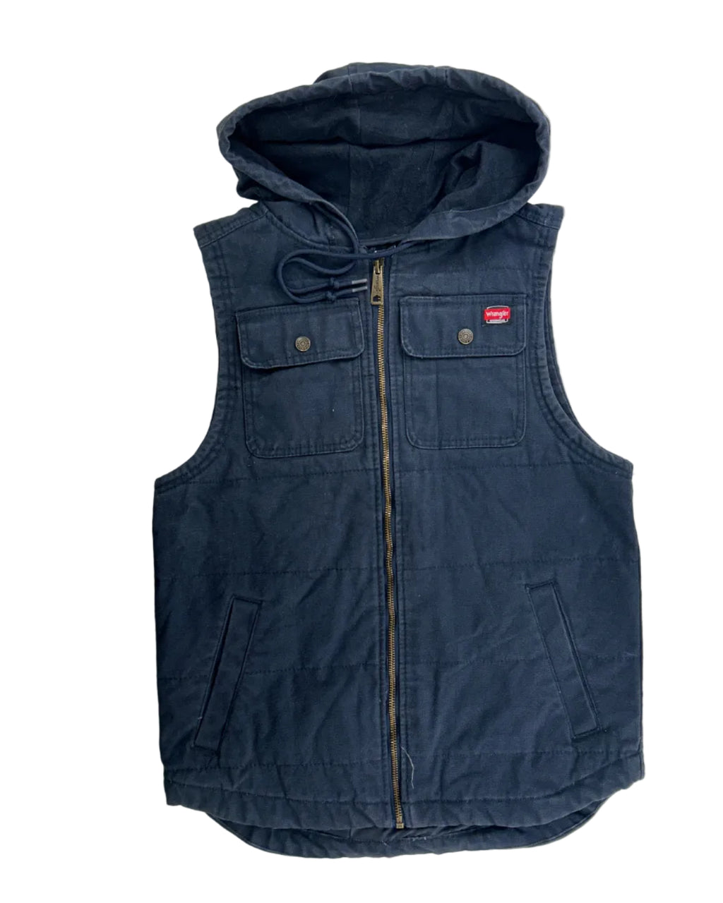 Vintage Wrangler hupullinen työliivi edestä, koko S