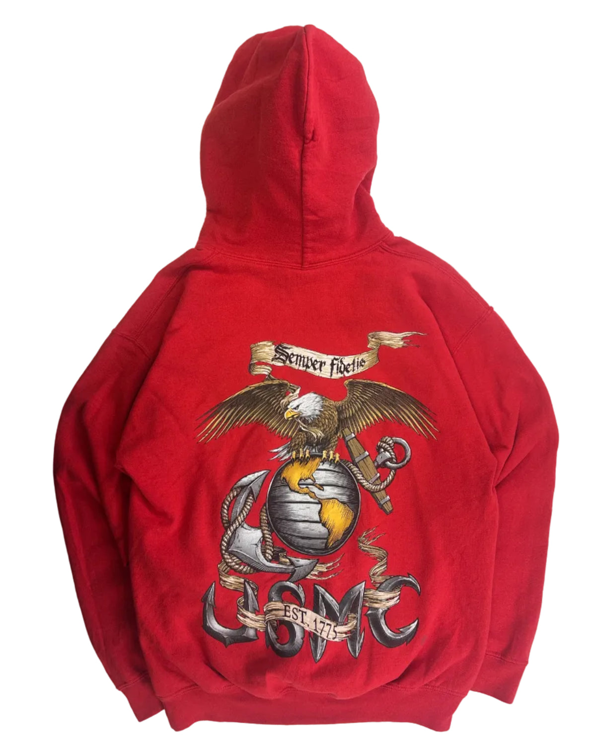 USMC Eagle & Anchor vintage hoodie back view size M